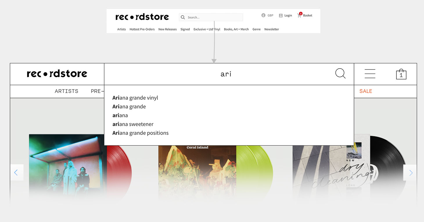 Record Store search design