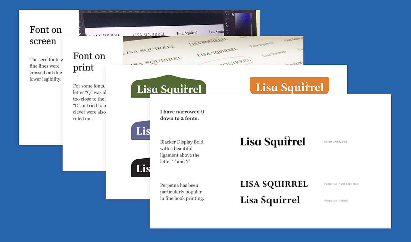 Screenshots of Lisa Squirrel's logo work in progress